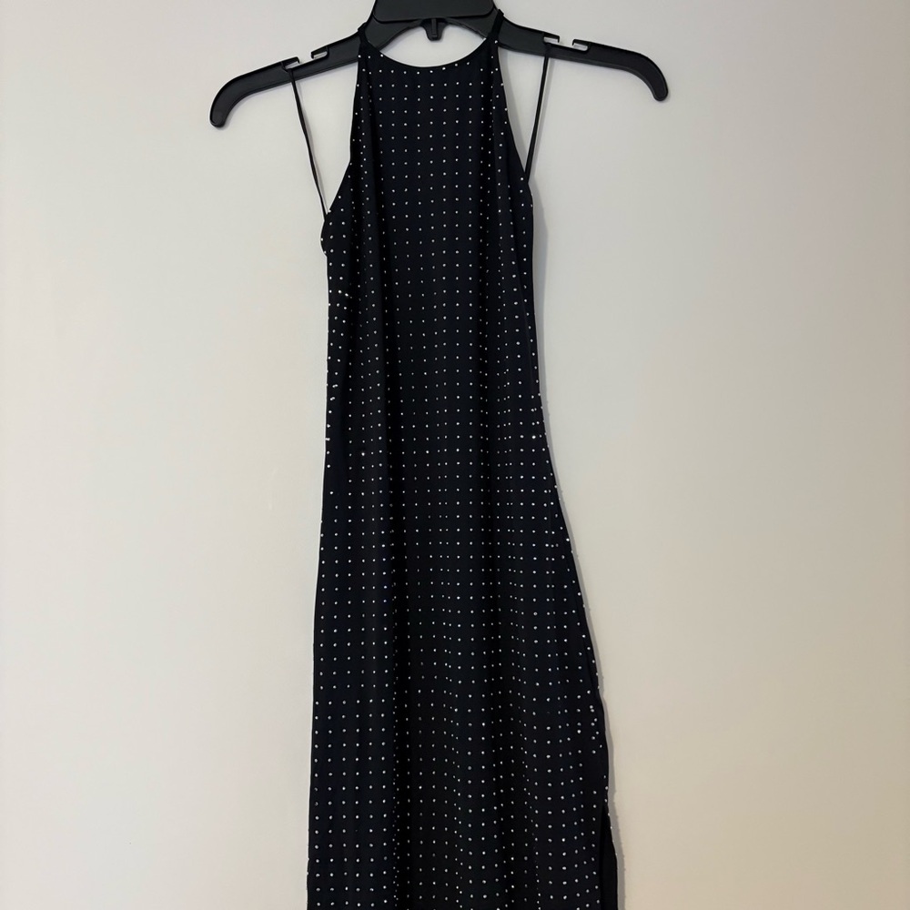 Zara Black Silver Studded Backless Maxi Dress